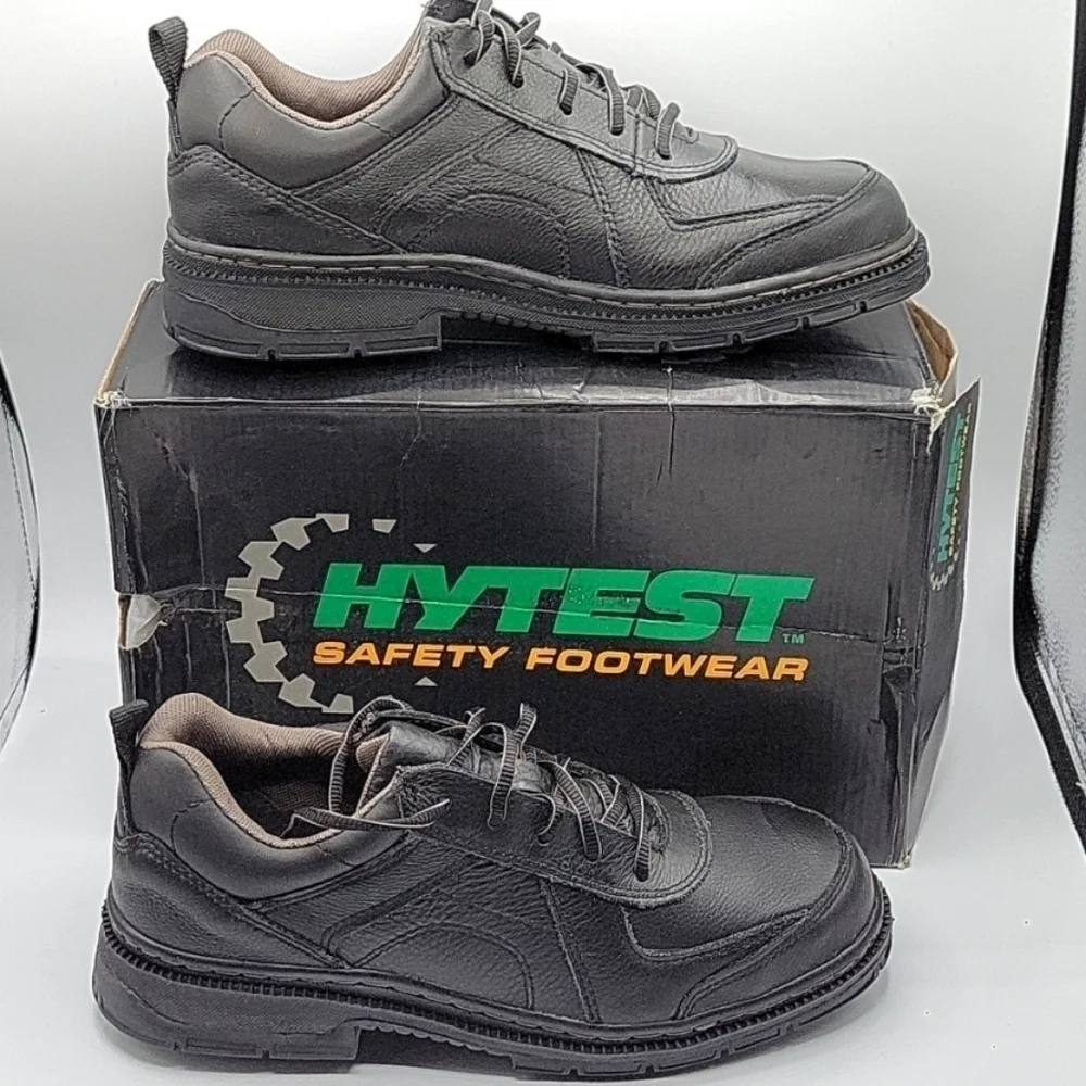 Hytest Hush Puppies Professional oxford steel toe Safety Shoe leather black 9.5